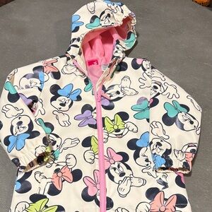 Minnie Mouse Toddler Hooded Rain Jacket with Pink Zipper Size 4T